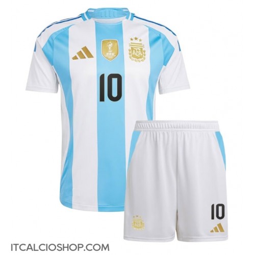 Argentina Lionel Messi #10 Prima Maglia Bambino Copa America 2024 Manica Corta (+ Pantaloni corti)